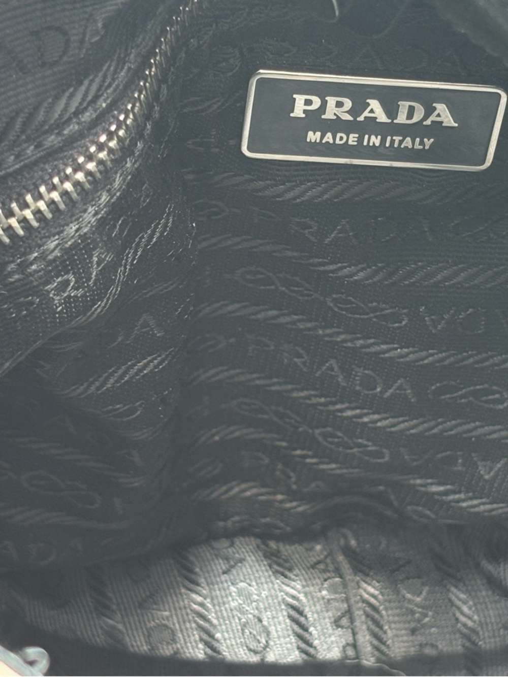 AUTHENTIC PRADA TESSUTO SHOULDER BAG EGGSHELL NYLON BLACK LEATHER GROMMET STRAP - Picture 7 of 11